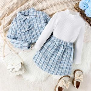 Ensembles de vêtements Toddler Girl 3pcs Fall Tenues de chute à manches longues T TOPS MINI JUPT SET KIDS SUIT