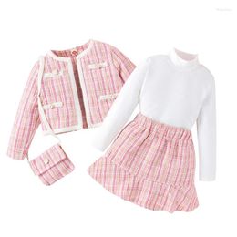 Ensembles de vêtements Toddler Girl 4pcs Fall Tenues Fall Veste à manches longues Tops Mini Sac Sac de jupe