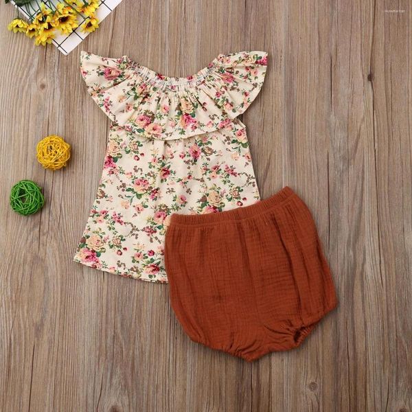 Conjuntos de ropa Ropa para niña pequeña Verano Nacido Bebé Floral Tops Vestido sin mangas Pantalones cortos