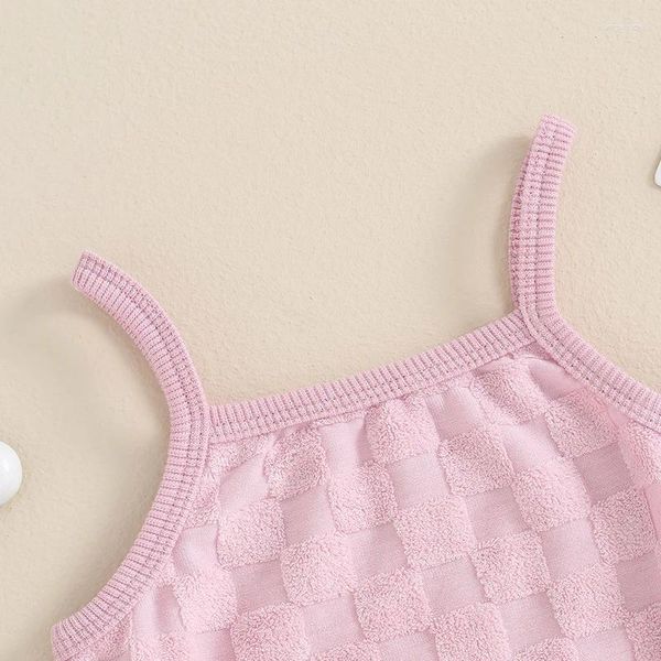 Ensembles de vêtements pour bébés filles, haut court et short, chemise imprimée en damier, col carré, débardeur sans manches, été