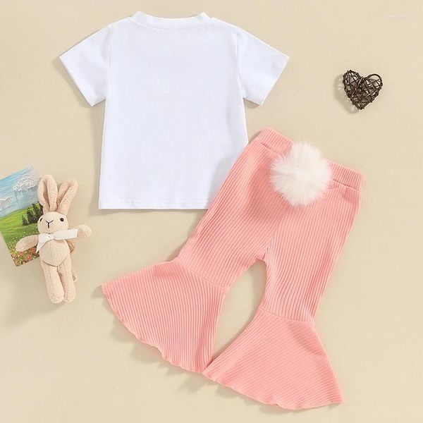 Ensembles de vêtements Toddler Girl Pâques tenue printemps été t-shirt Bell Bottoms 2pcs Set Infant Top Pant