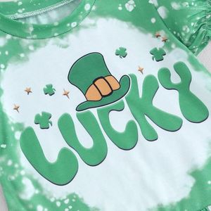 Kledingsets Toddler Girl St Patricks Day Outfit Lucky Pattys Bubble Shirt en Clover Print Flare Pants Set