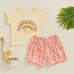 Kledingsets Peutermeisje Zomerkleding Leuke print T-shirt met korte mouwen Shorts Set 2-delige baby-outfit