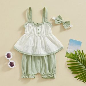 Kledingsets Toddler Girl Summer Outfit Mouwloze Cami -tanktops en shorts baby -babykleding