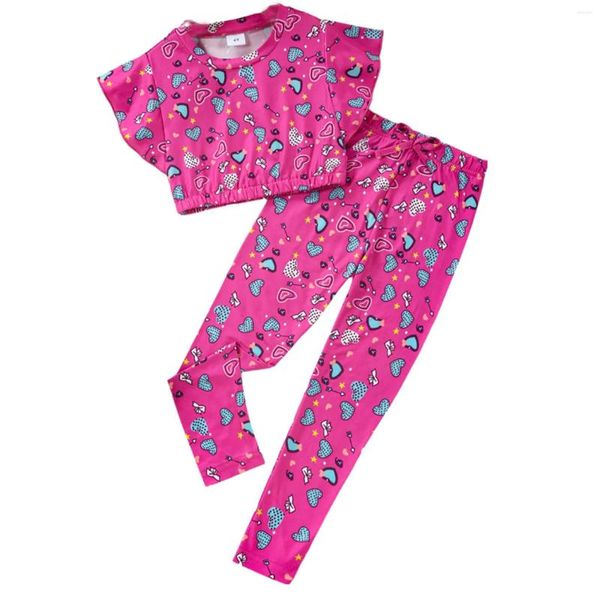 Ensembles de vêtements en tout-petit printemps / été de la Saint-Valentin de la Saint-Valentin Love Print Set Sleeve courte et pantalon de jambe mince