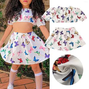 Ensembles de vêtements Enfant en bas âge Enfants Gilrs Butterflys Prints Manches courtes Top Shorts Pantalons 2pcs Outfit Set Vêtements Swaddling Baby Gab Girl