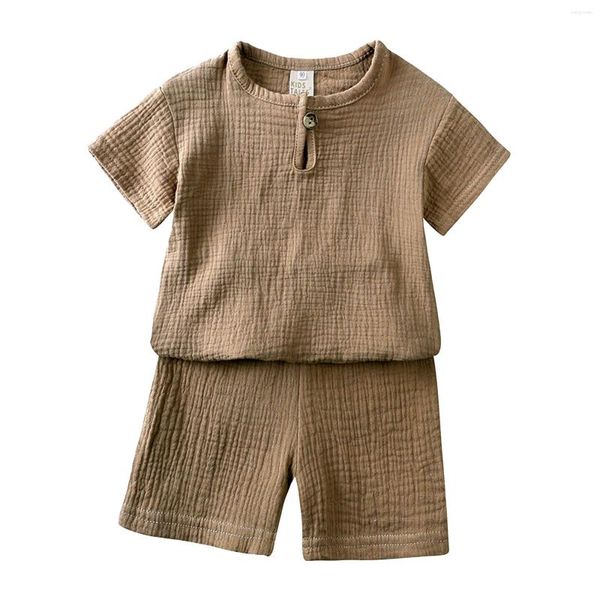 Conjuntos de ropa para niños pequeños, niño y niña, jersey liso, tirantes de algodón de manga corta y conjunto de pajarita, monos