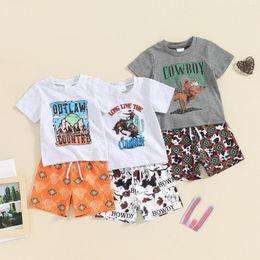 Ensembles de vêtements pour enfants pour enfants bébé garçons vêtements d'été cactus lettre imprimé t-shirts à manches courtes t-shirts
