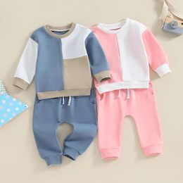 Ensembles de vêtements pour les enfants pour enfants filles garçons tombent des tenues de contraste couleur sweats à manches longues