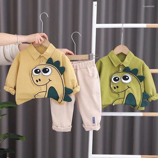 Ensembles de vêtements pour tout-petits tenues de printemps 2024 Designer bébé garçon vêtements 1 à 6 ans dessin animé dinosaure chemises à manches longues et pantalons enfants garçons