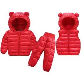 Set di abbigliamento Bambino Inverno Capispalla per bambini Ragazze Set di abbigliamento per ragazzi Caldo piumino sintetico Completo per bambini Tuta da neve Cappotti Gilet Pantaloni Tuta 231010