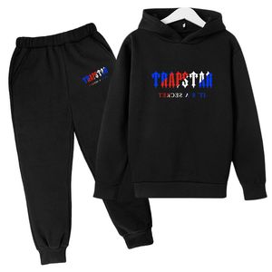Kledingsets Trapstar Sportsuit Brand Print kinderpak Sportsuit Warme kleur Twee delige losse hoodie broek Jogging Hooded Suit 230208