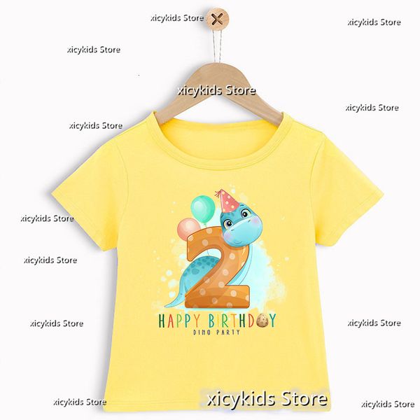 Ensembles de vêtements TShirt pour garçons Lovely Balloon Dinosaur anniversaire numéro 17 ans T-shirt de fête pour enfants drôle garçon bébé chemise 230630