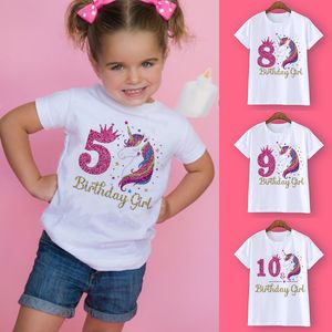 Ensembles de vêtements Licorne anniversaire chemise 1 12 t-shirt sauvage Tee filles fête T thème vêtements enfants cadeaux hauts à la mode t-shirt 230630