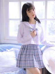 Kleding sets uniform zeemanspak volop set zomer Japanse schoolmeisje rok geruit geplooid academisch shirt student uniform clothing