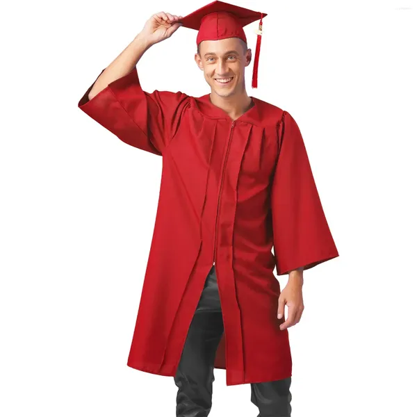 Ensembles de vêtements Unisexe Adulte Graduation Robe Cap Halloween Cosplay College Bachelor Costume Cérémonie Universitaire À Manches Longues Robe À Glissière Avant