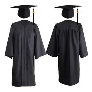 Ensembles de vêtements universels plus lâches plus taille 2024 Cérémonie de remise des diplômes robe académique top chapeau solide noir uniforme de fête