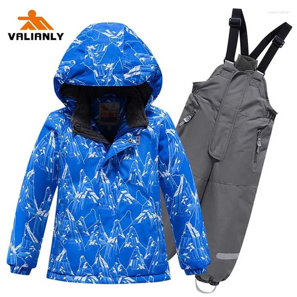 Vêtements ensembles ValianAny Kids Boys Ski Suit Enfants Winter Snow Warm Ski Ski Veste Pantalon 2 pièces Snowboard à vent