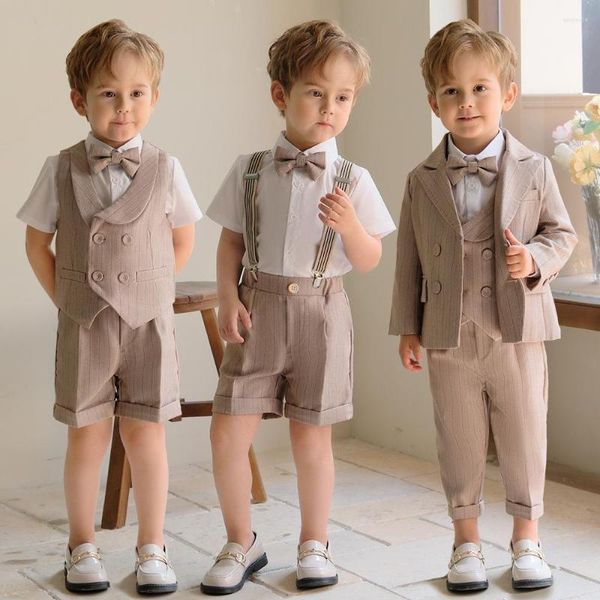 Conjuntos de ropa Traje de chaleco para bebés de manga larga de doble botonadura para niños pequeños Traje de niño de flores de boda formal 1-11Y Conjunto de primavera de otoño para niños