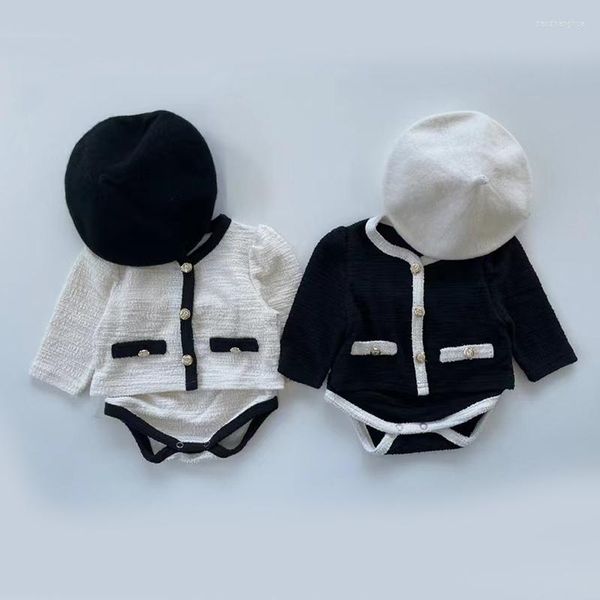 Ensembles de vêtements Vintage bébé filles ensemble à manches longues cardigans en tricot pour enfant en bas âge vêtements d'extérieur trucs 0-24M