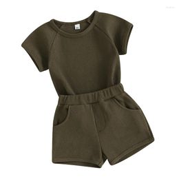 Conjuntos de ropa WALLARENEAR Niño Bebé Niño Niña Trajes de verano Jersey de manga corta Camiseta Pantalones cortos Conjunto Infantil Ropa de color sólido