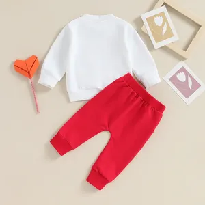 Kledingsets Wankitoi Toddler Baby Boy Valentines Day Outfit Ik steel harten lange mouw sweatshirt pullover jogger broek 2 stks set kleding