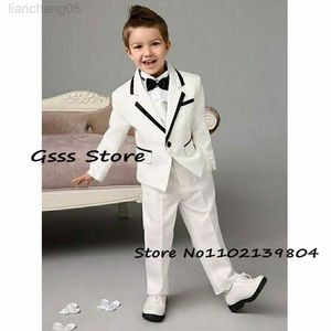 Kledingsets Wedding Tuxedo Boys White Formal Suit 2 -delige feestjurken Kids Blazer Set Fashion Jacket Pants Set W0224