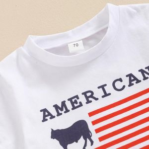 Ensembles de vêtements Western 4 juillet Baby Boy Tiptifit American Cowboy Shirts Highland Cow Jogger Shorts Retro Independence Day Vêtements