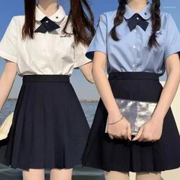 Camiseta de ropa blanca o azul camiseta de estilo tailandés uniformes de clase de los estudiantes ropa para niñas anime cos jk traje de moda japonesa