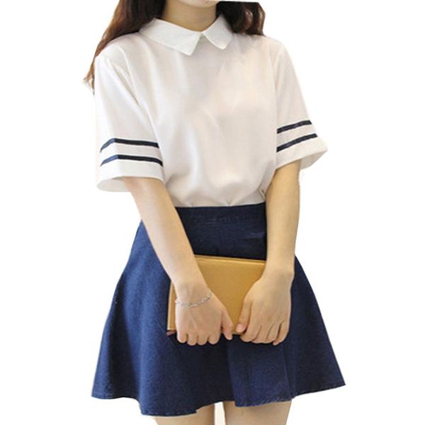 Ensembles de vêtements Uniformes scolaires blancs Filles Robe Plus Tailles Tendance coréenne Survêtement Étudiants Robes Cosplay Tissus Chemise JupeClothin