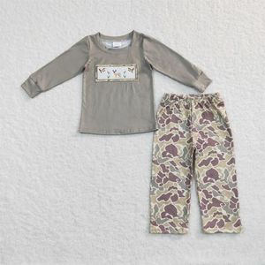 Kledingsets Groothandel Baby Boy Borduren Katoenen Trui T-shirt Kinderen Camo Broek Jacht Set Pyjama Peuter Kinderen Eenden Rendier