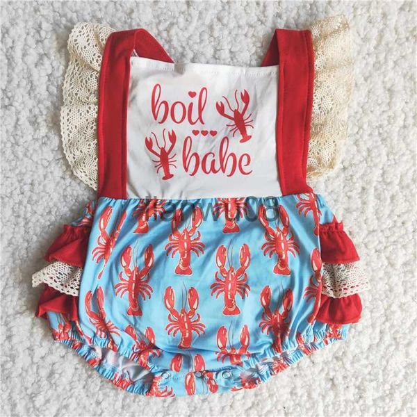 Ensembles de vêtements en gros bébé filles Boutique vêtements d'été écrevisses combinaison dentelle barboteuse nouveau-né bébé bouillir bébé écrevisses enfants salopette x0803