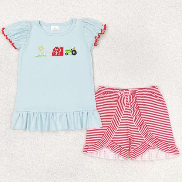 Ensembles de vêtements en gros de bébé filles vêtements de ferme Shirts Short Short Shorts Fashion Toddler Summer Children Tenues