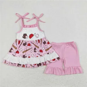 Ensembles de vêtements en gros Baby Rompers Girls Baseball Chapeau de baseball rose Camisole Bodys Born Summer Boutique Vêtements pour garçons