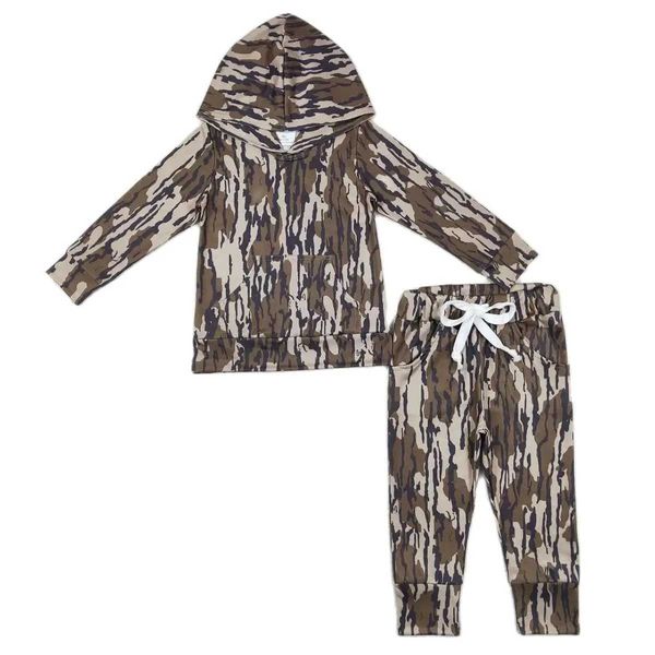 Ensembles de vêtements Enfants en gros Bébé garçon pour enfants camouflage tenue pour tout-petit des manches longues Pullor Pantez Pocket SetS Vêtements T240509