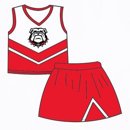 Kledingsets Groothandel Custom Cheerleading Suit School Uniform Team Uniform Gedrukte tanktop Rok 2 stuks Set Baby Girl Rok Set 230812