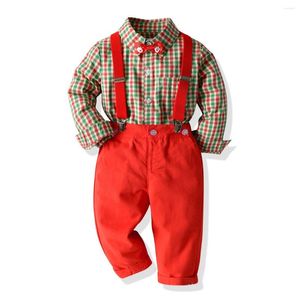 Ensembles de vêtements en gros Kid Boy Christmas Outfit Set 1-6 ans Costume à manches longues Costumes 4pcs Bow Shirt Bib Pantalon Enfants Garçons