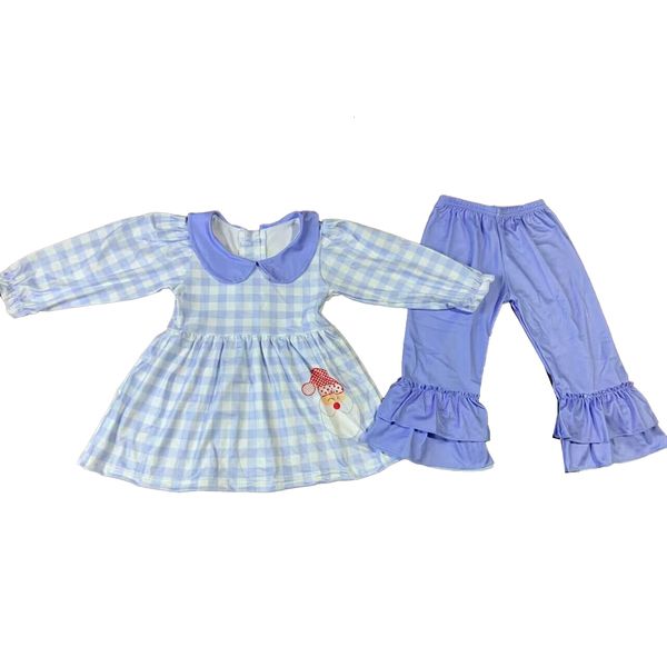 Kledingsets Groothandel Kerstoutfits voor kinderen Meisjes Jongens Kerstmansets Geruite babyromper 230912