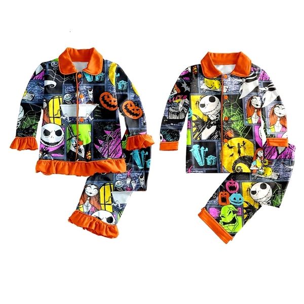 Ensembles de vêtements en gros enfants vêtements de nuit de Noël Outftis garçons filles Halloween pyjamas 230828