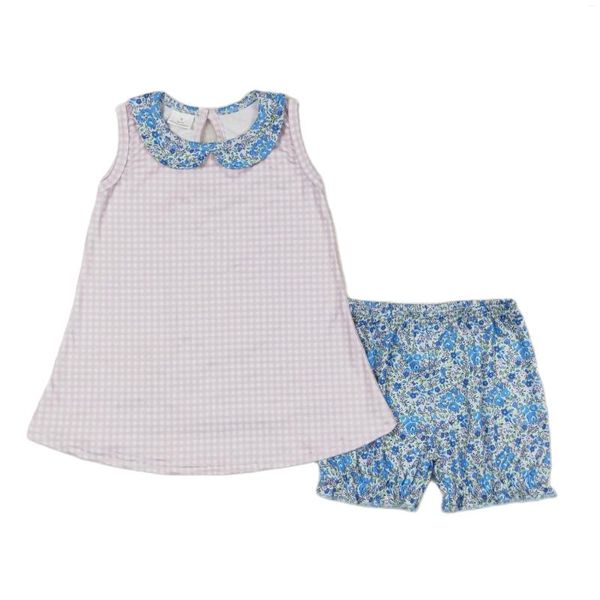 Conjuntos de ropa Ajustes para niños al por mayor para niños Túnica de túnicas de rosa flores sin mangas