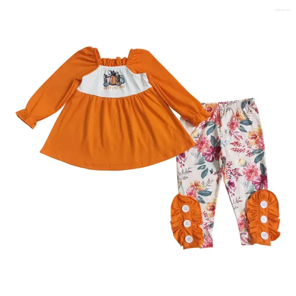 Conjuntos de ropa para niños al por mayor RTS Túnica de calabaza Halloween Pantalones