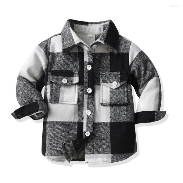 Conjuntos de ropa Invierno Otoño Moda Fleece Niños Niños Niños Niñas Casual Camisa a cuadros Abrigo Niños pequeños Franela Ropa exterior Chaqueta superior