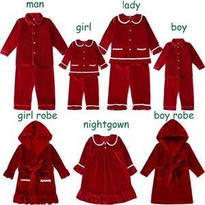 Ensembles de vêtements Hiver Bébé Pyjamas De Noël Famille Pyjamas Ensemble Pour Femmes Fille Bébé Garçon Pyjamas Hommes Rouge Marine Velours Lounge Wear 231122