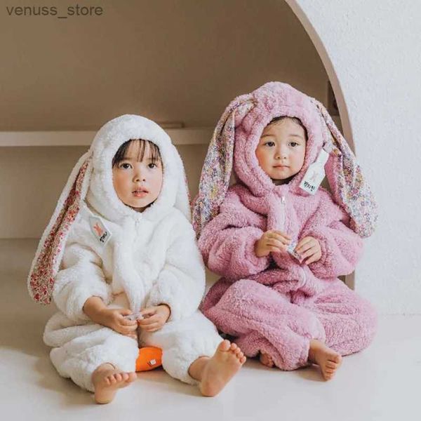 Vêtements Ensembles d'hiver bébé filles mignonnes lapin robit Salouchy confortable Zipper à sauts enveloppe à colonne