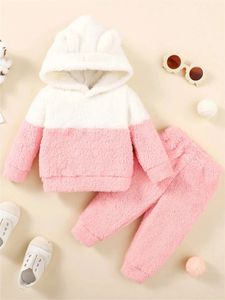 Ensembles de vêtements Hiver né infantile bébé filles pull ensemble à manches longues à capuche doux mode vêtements mignons 231201