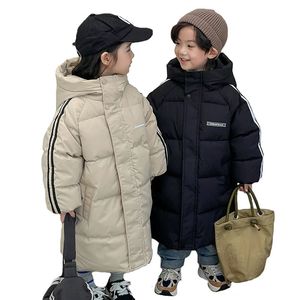 Kledingsets Winter jongens meisjes plus fluwelen warm jasje met capuchon 2 9 jaar oud Koreaanse donsjas verdikking 2023 mode kinderkleding 231207