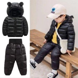 Ensembles de vêtements d'hiver pour enfants, costume 2 pièces, pantalon rembourré en coton, pour enfants âgés de 0 à 5 ans, vêtements pour bébés filles