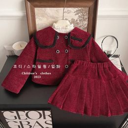 Kledingsets Winter Meisjes Pakken Warme Dikke Jas Pluche Rok Fleece Kant Kinder T-shirt Prinses Kinderen Kerstkleding 2 7Y 231213