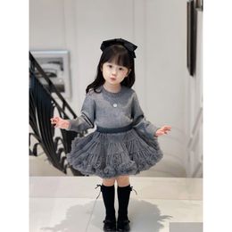 Ensembles de vêtements hiver enfants filles ensembles vêtements enfant en bas âge fille pull avec dentelle Tutu 2 pièces/tenue enfants costumes vêtements livraison directe Bab Dhivc