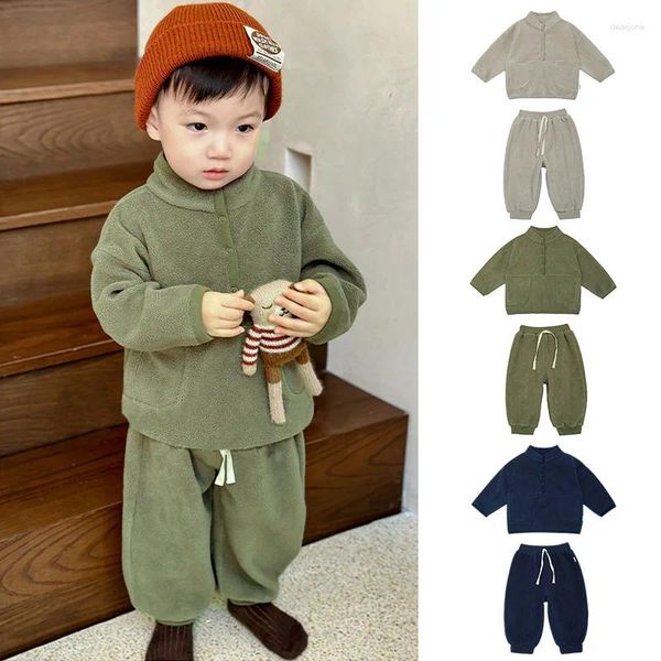 Ensembles de vêtements pour bébé printemps d'hiver Béchons de garçons en velours mignon Veste et pantalon pour le petit enfant en bas âge